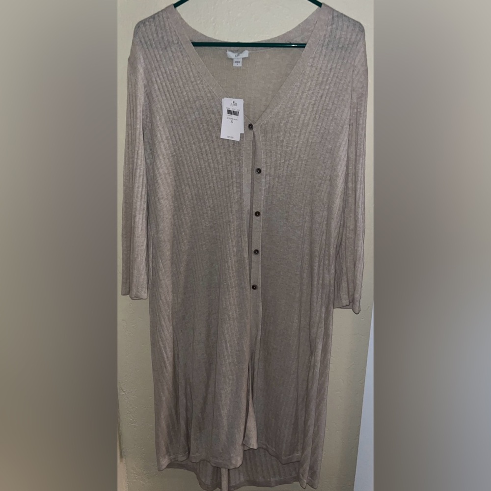 J. Jill Taupe Button-Up Cardigan